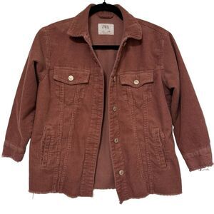 Zara Kids Corduroy Jean Jacket in Rust Brown Girl Size 10